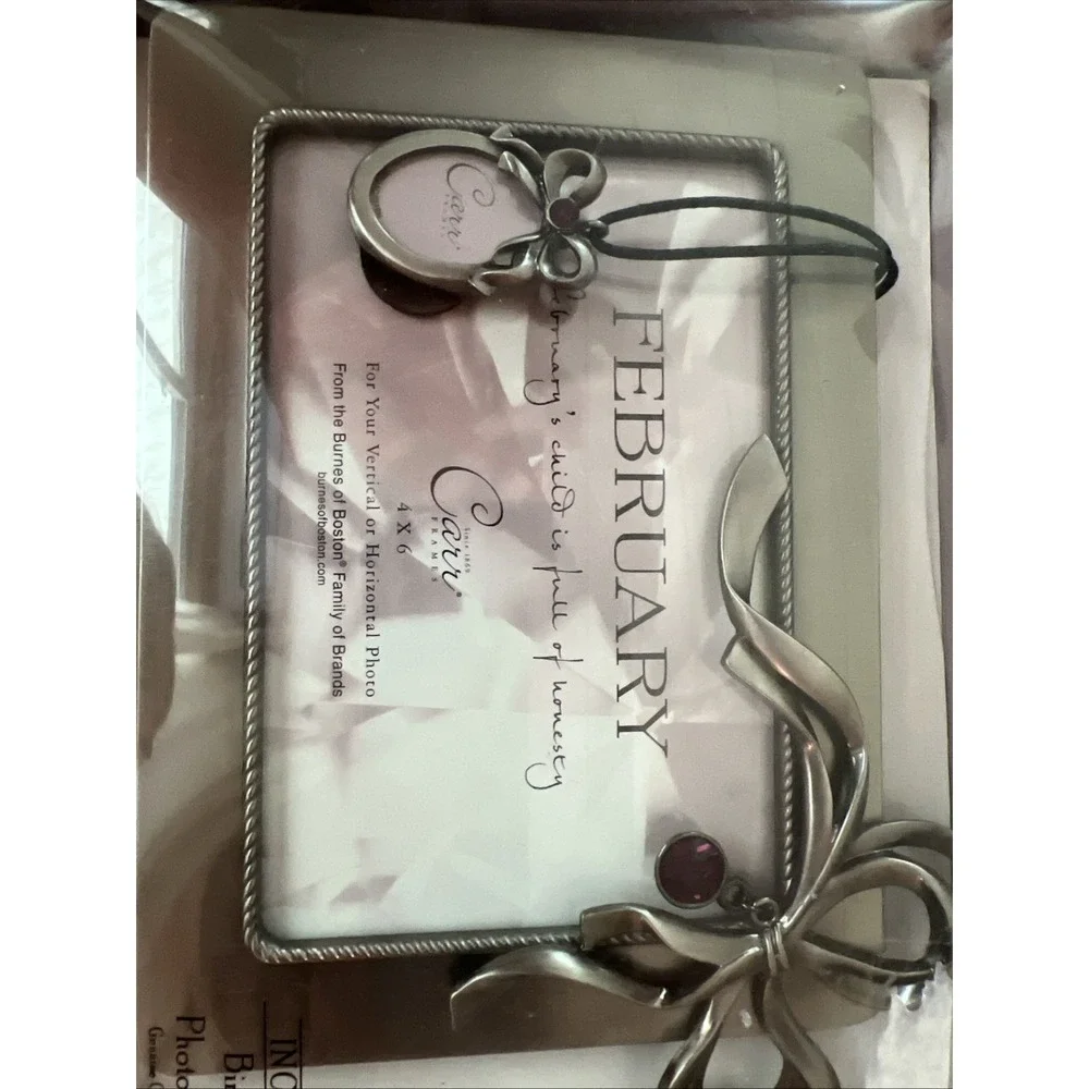 February Themed Photo Frame & Charm Necklace By Carr, Czech Crystal